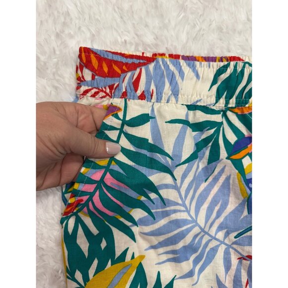 C&C California Multi-Color Tropical Floral Linen Pull On Wide :Leg Pants XL NWT - Picture 3 of 10